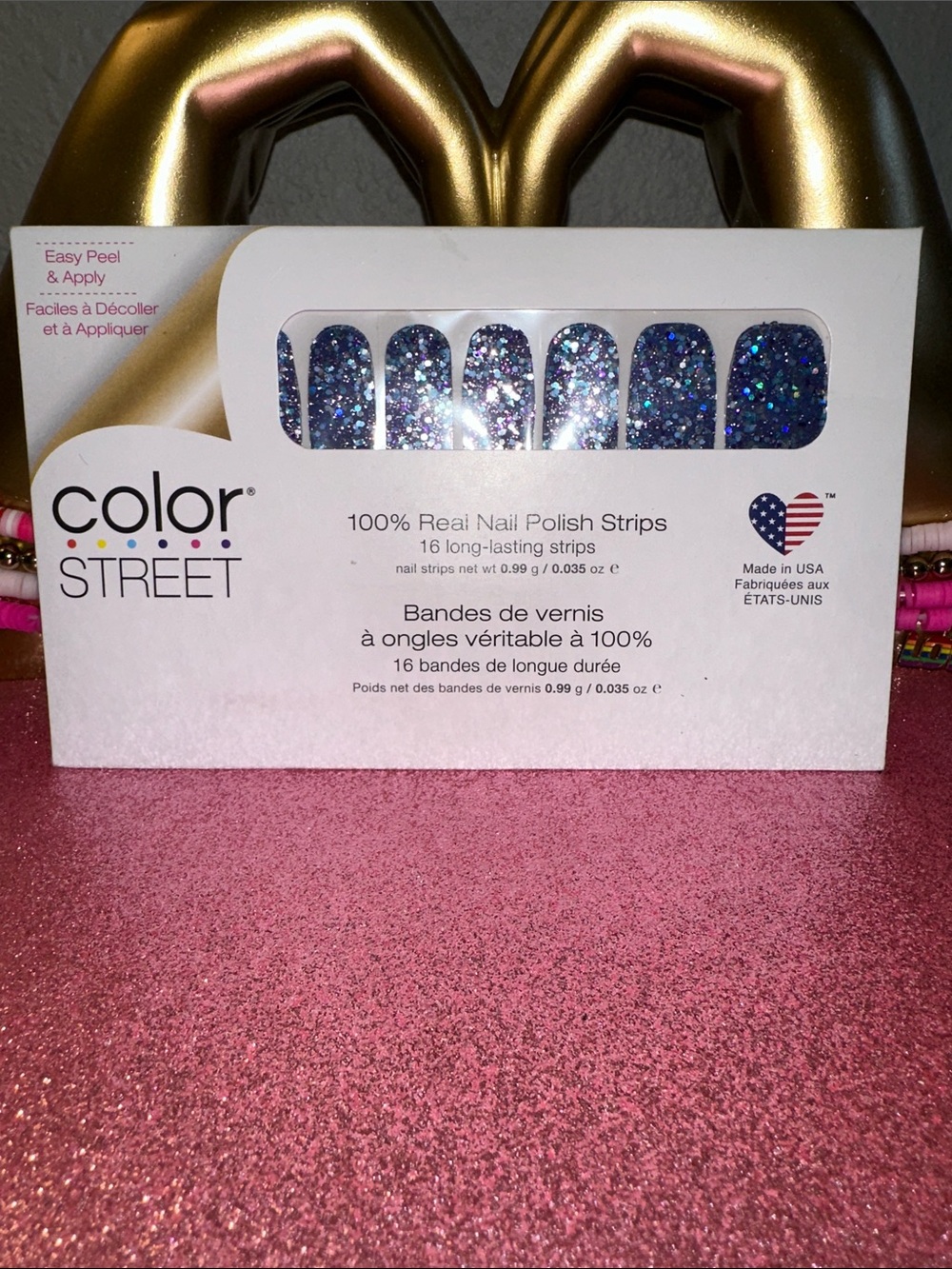 Color Street Blue Glitter Nail Strips